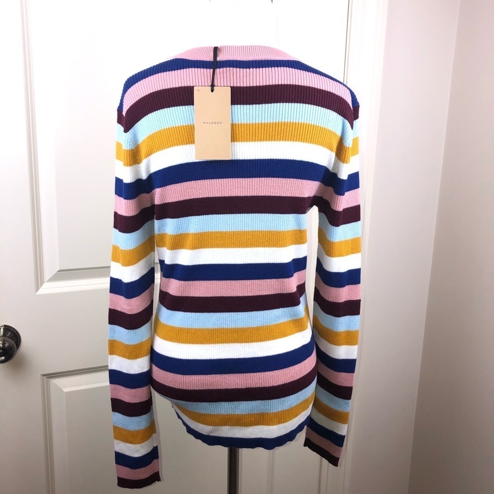 Halogen Striped Ribbed Knit Sweater L - Picture 9 of 16